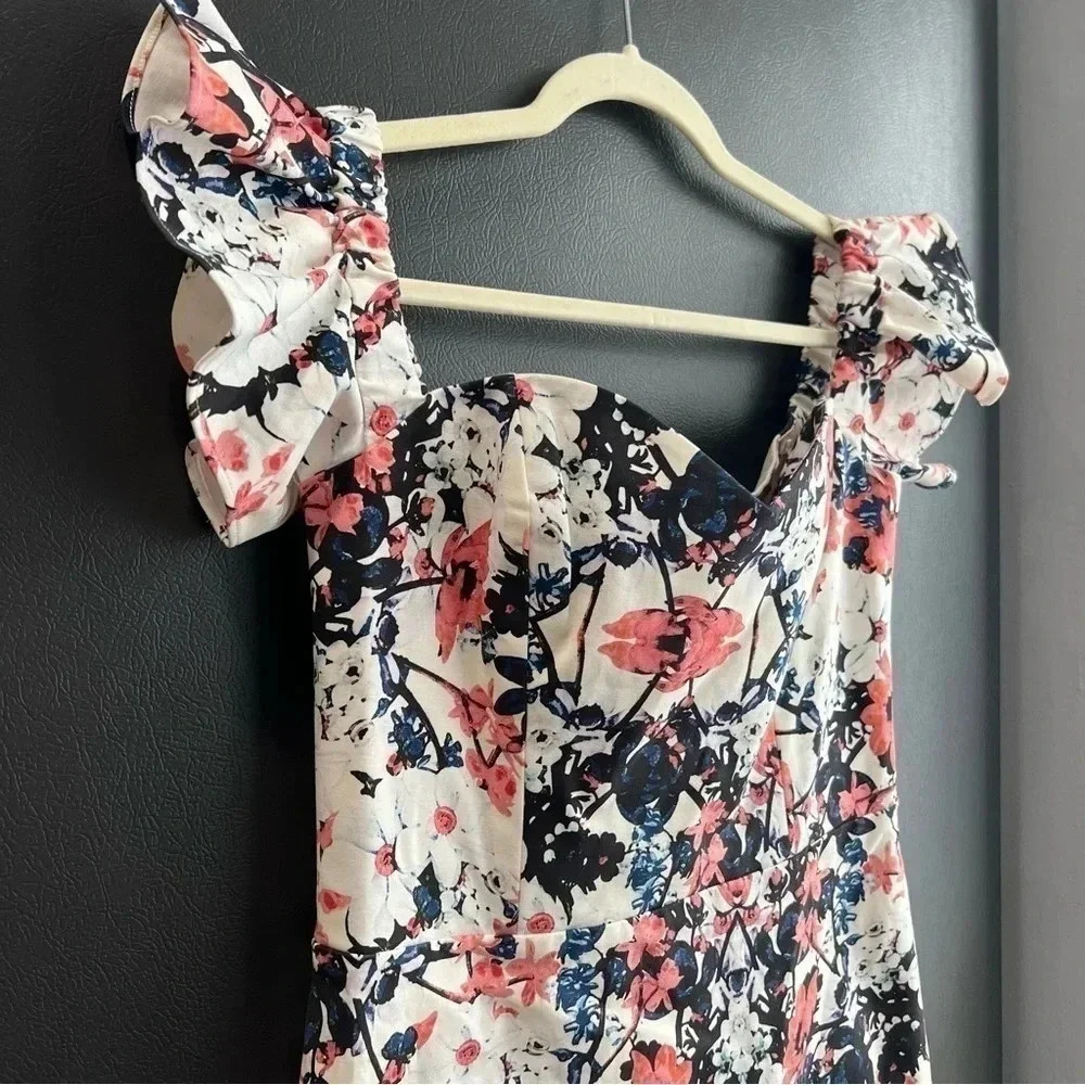 NWT Parker Savina Dress Off the shoulder Floral Mini Sz Large - Picture 6 of 12
